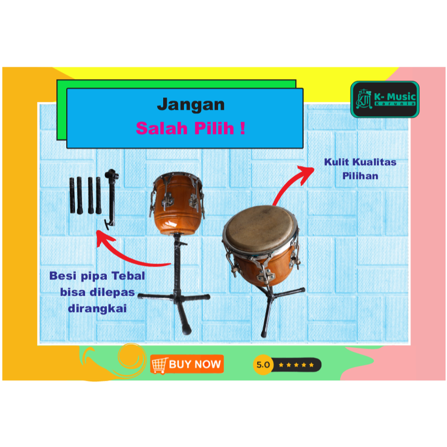 Kempul Kendang Asololey stand portable ring V6 chrome Kayu nangka tua