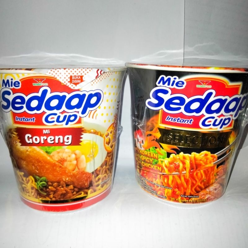 Mie Sedap cup goreng, mie sedap cup selection, sedap cup korean spicy, mie instan