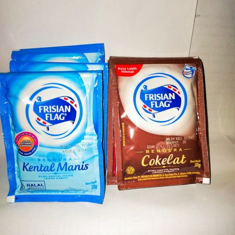 

susu bendera putih coklat sachet - susu Frisian flag - susu kental manis murah - harga per pcs