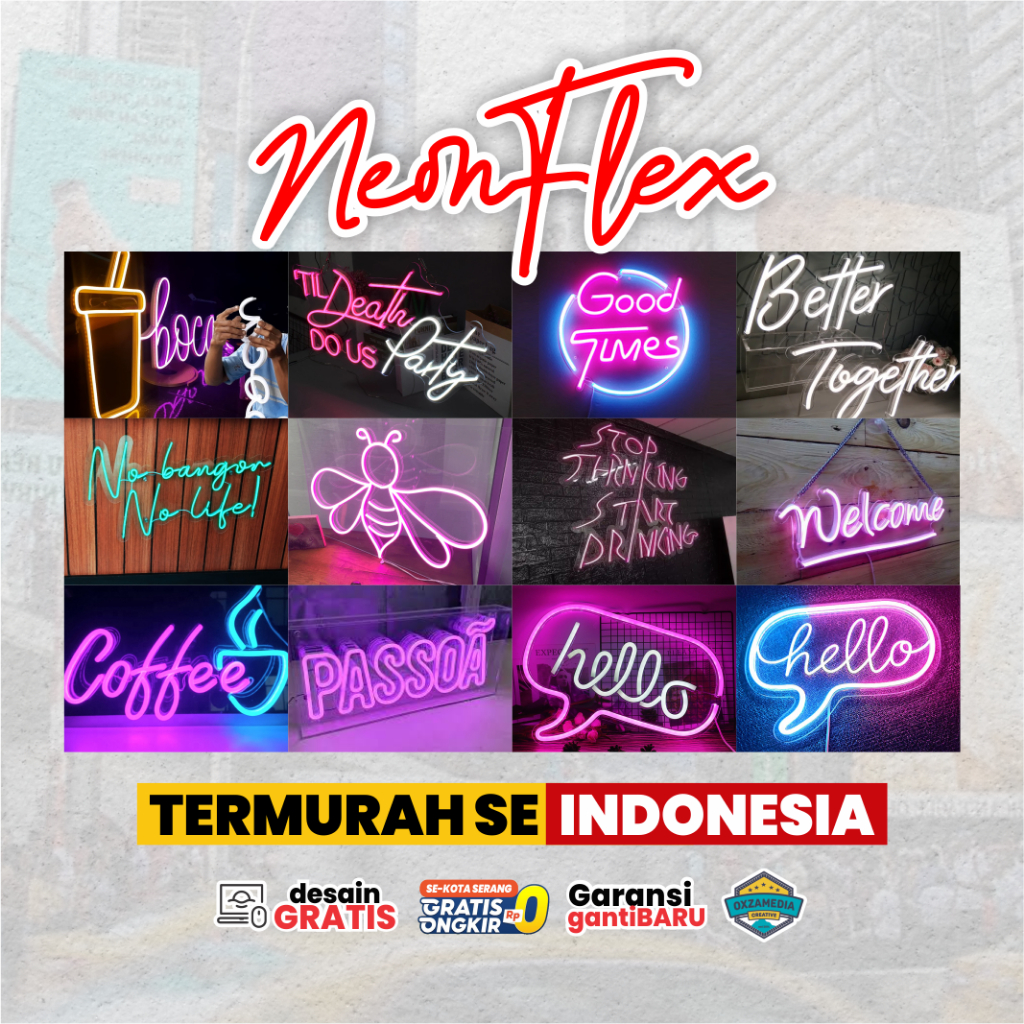 NEON FLEX STANDART | NEON FLEX CUSTOM | LAMPU CUSTOM | LED CUSTOM | NEON SIGN TERMURAH DI INDONESIA