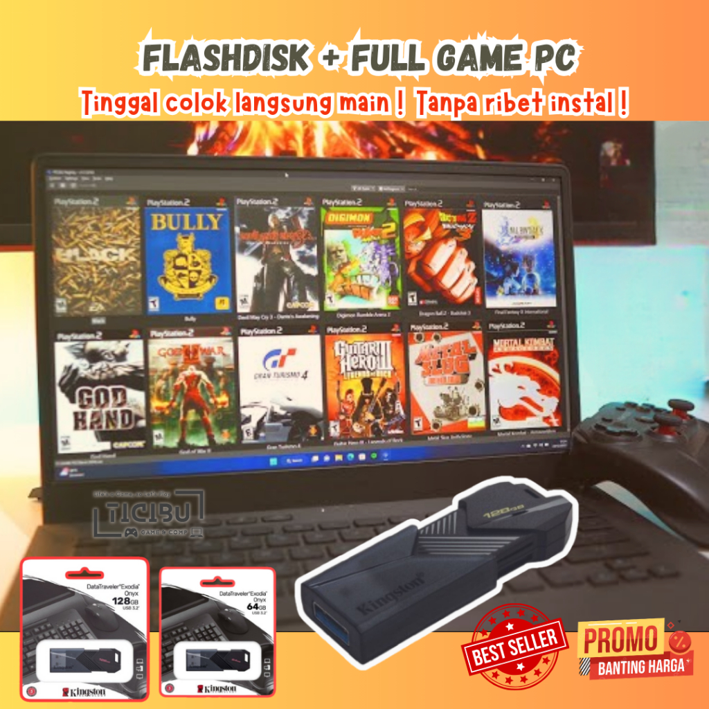 Flashdisk 64 & 128 GB Full Isi Game PC (Langsung Play)