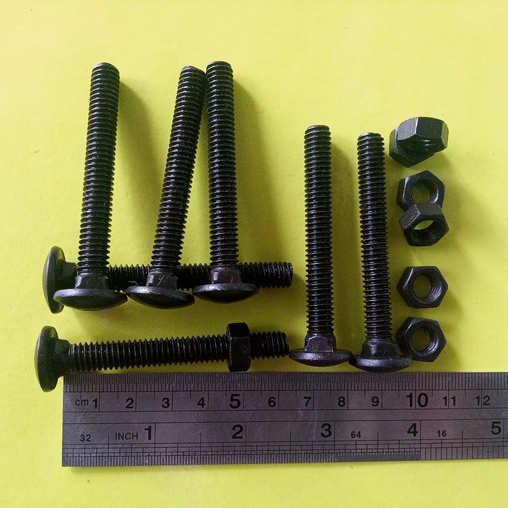 BAUT MUR CB 3/8 x 2 1/2" INCHI / BAUT M10 PANJANG 6CM / BAUT 14 KUNCI 14 HITAM BAUT PAYUNG BUMPER CA