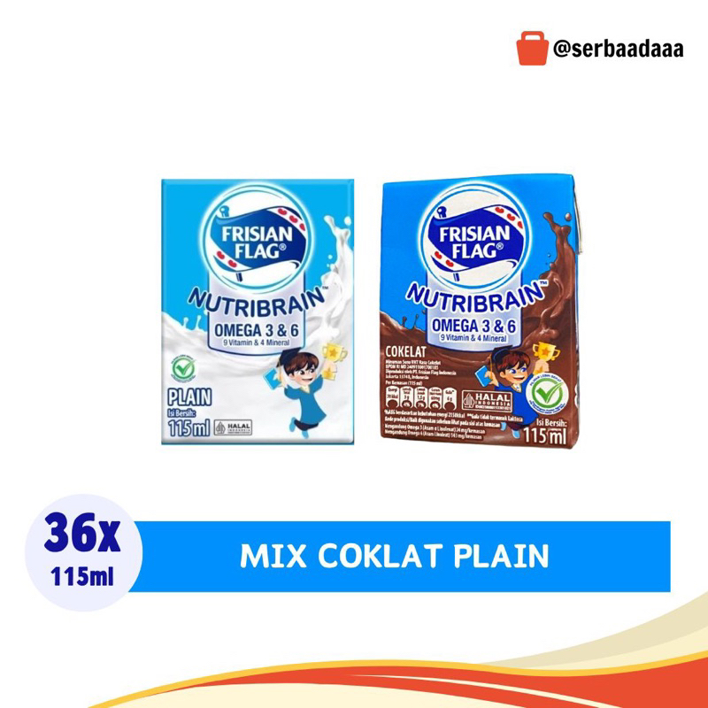 

New // Frisian Flag Omega Nutribrain Uht Rasa Cokelat Strawberry Plain 36Pcs110Ml Kartonan // 100%