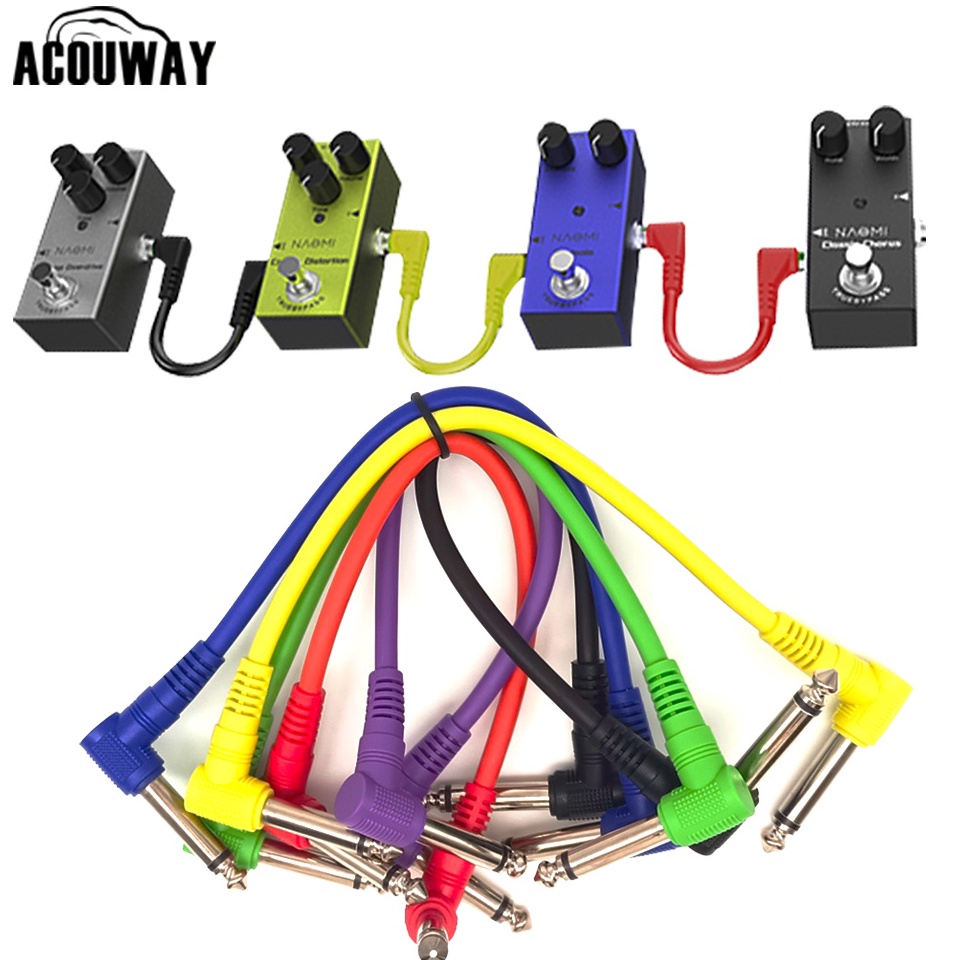 HARGA TERMURAH 6PcsSet Kabel Efek Gitar Kabel Audio Patch Pedal Efek Memimpin 635 Steker Lekukan Kab