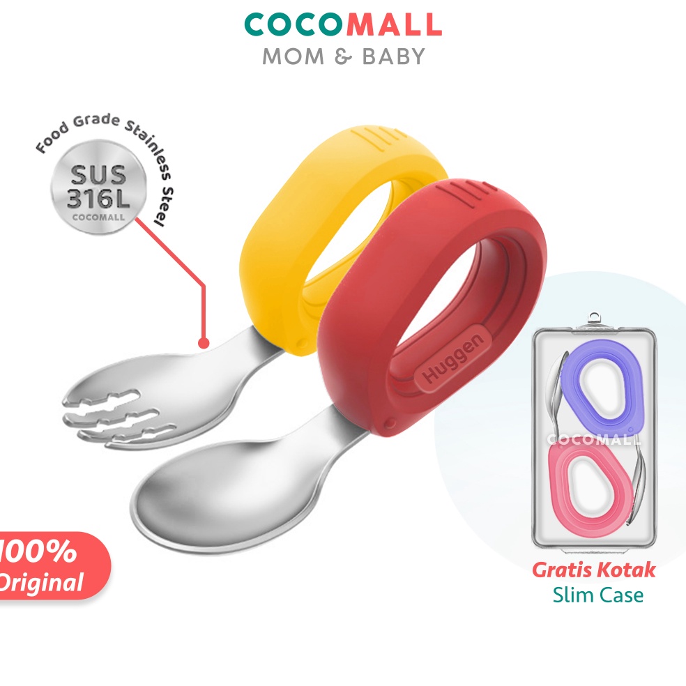 TERBARU COCOMALL Sendok Anak Stainless Steel SUS316  Sendok Belajar Makan Sendiri Bayi 6 Bulan  Set 