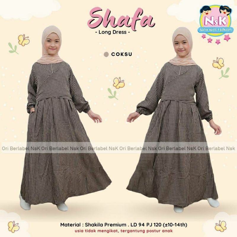SHAFA LONG DRESS/SHAFA DRESS KID/DRESS ANAK/DRESS REMAJA