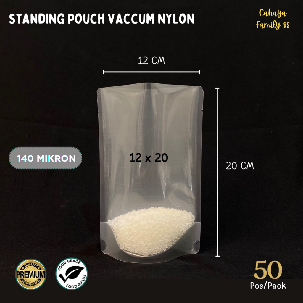 ( 20 Lembar ) STANDING POUCH VACUUM NYLON - KEMASAN PLASTIK CAIRAN