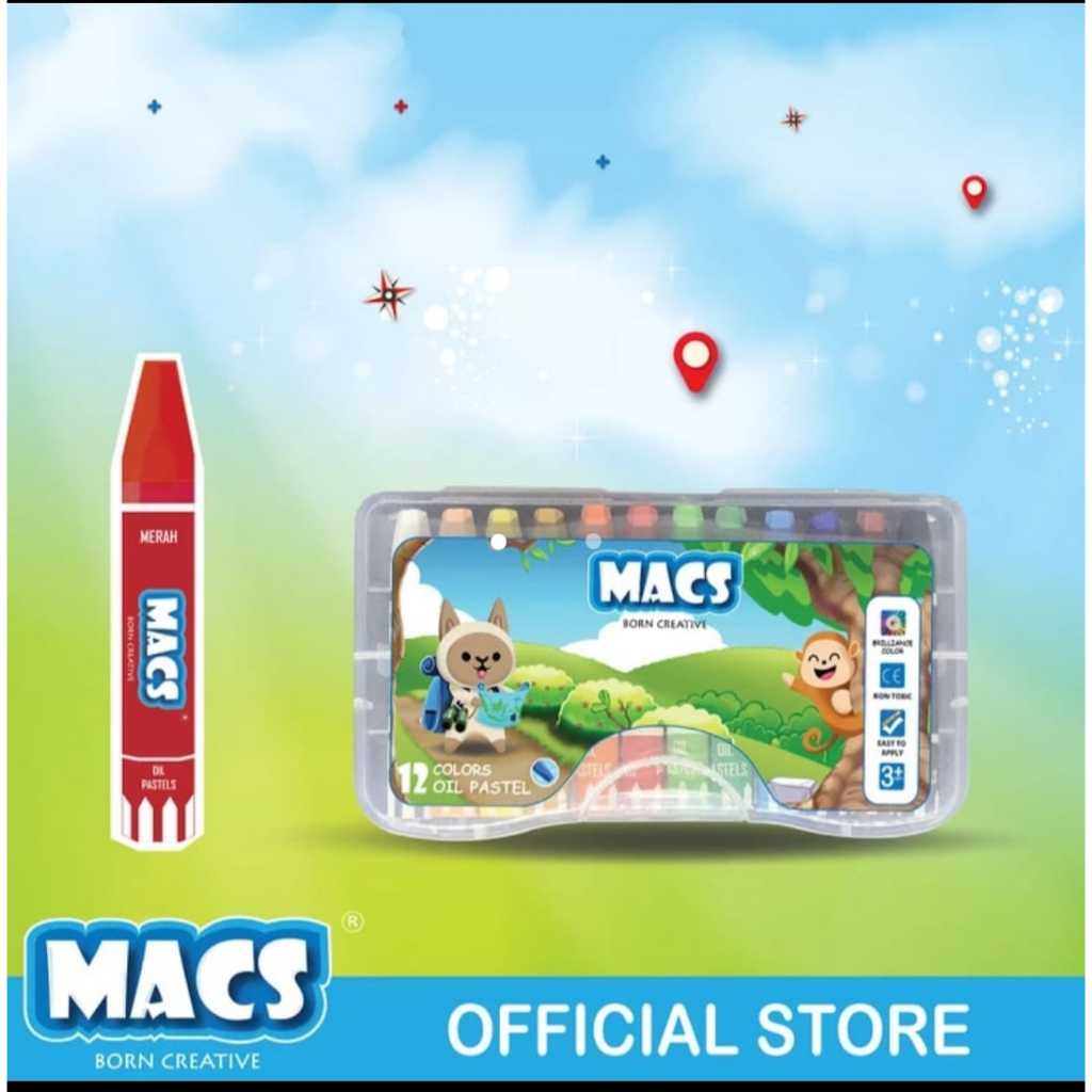 

crayon macs 12 warna oil pastel promo ajaran baru krayon