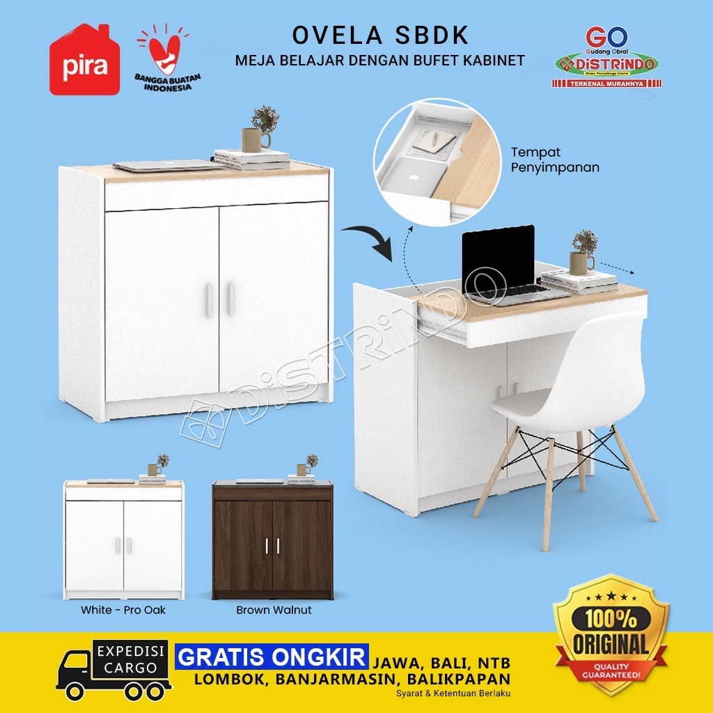 DISTRINDO Bufet Meja Kerja Minimalis / Meja Kerja dengan Lemari