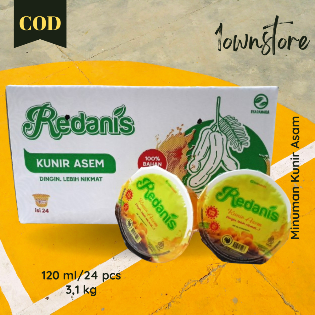 

Minuman Rempah Jamu Kunir Kunyit Asem Tradisional Khas Malang Redanis Isi 24pcs/120ml