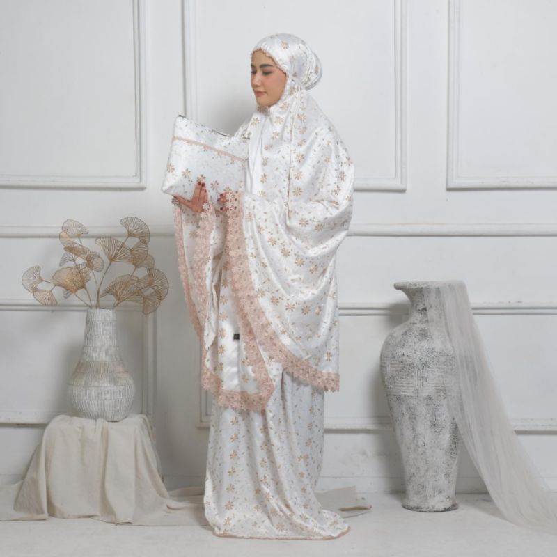 Mukena Dewasa Sutra Milo Bordir Exclusive Renda Motif Mewah