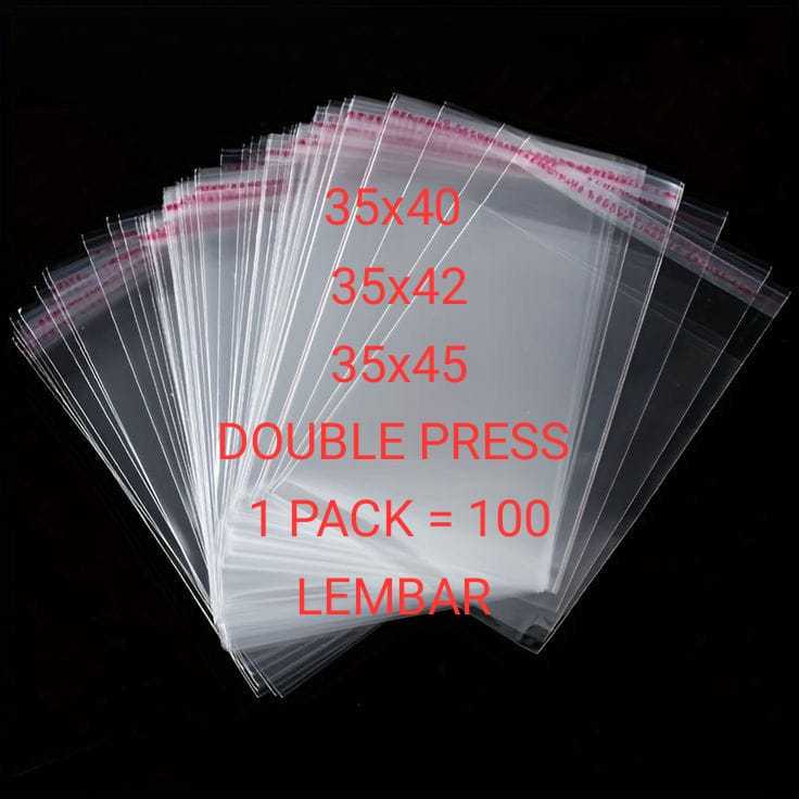 

35x40 35x42 35x45 16 MICRON | PLASTIK OPP SEAL 100 PCS | PLASTIK BAJU DENGAN LEM