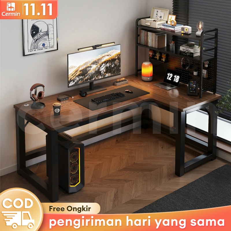 【Surabaya Express】CH Meja Kantor Milimalis Meja Komputer L Meja Kerja Serbaguna Meja Kantor Besi 140