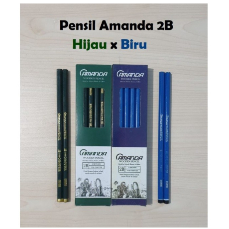 

1 Lusin Pensil 2B Amanda (Hijau & Biru)