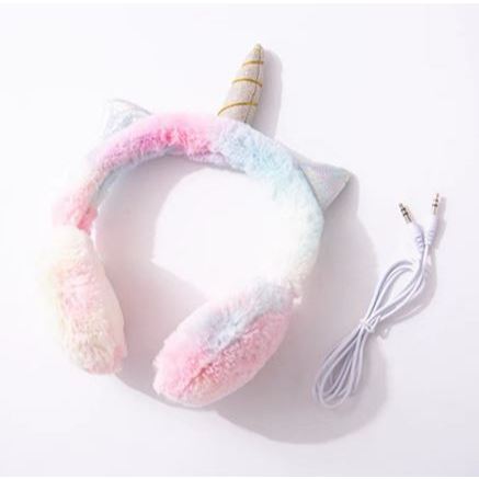 UNICORN TANDUK RAINBOW BULU TYPE QL-406 / HEADPHONE KARAKTER ANAK / HEADPHONE ANAK UNICORN LUCU