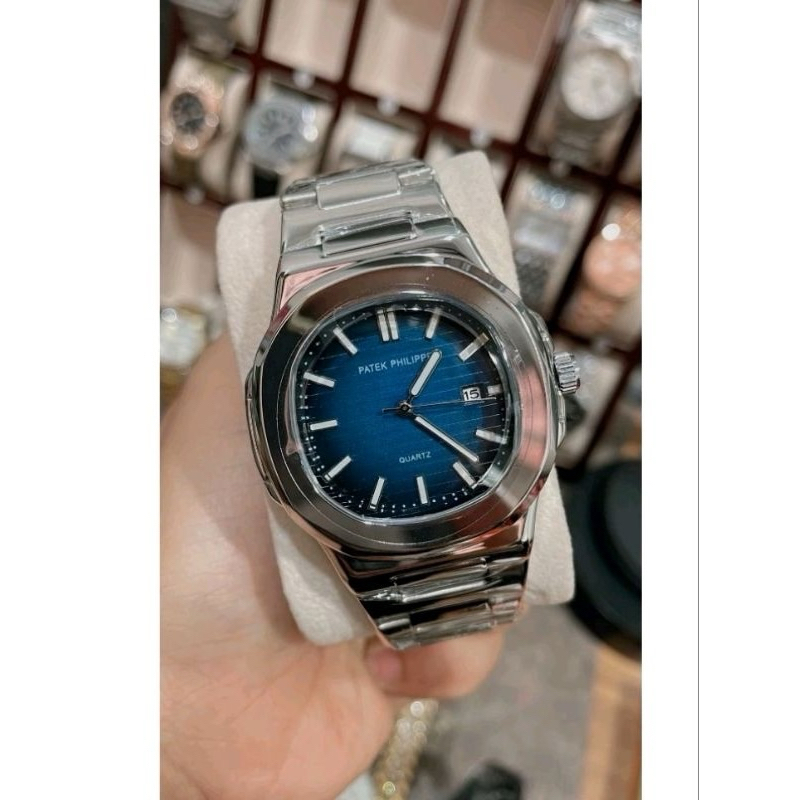 Jam Tangan PATEK PHILIPPE Rantai Stainless Steel Tanggal Aktif Free Box & Baterai Cadangan