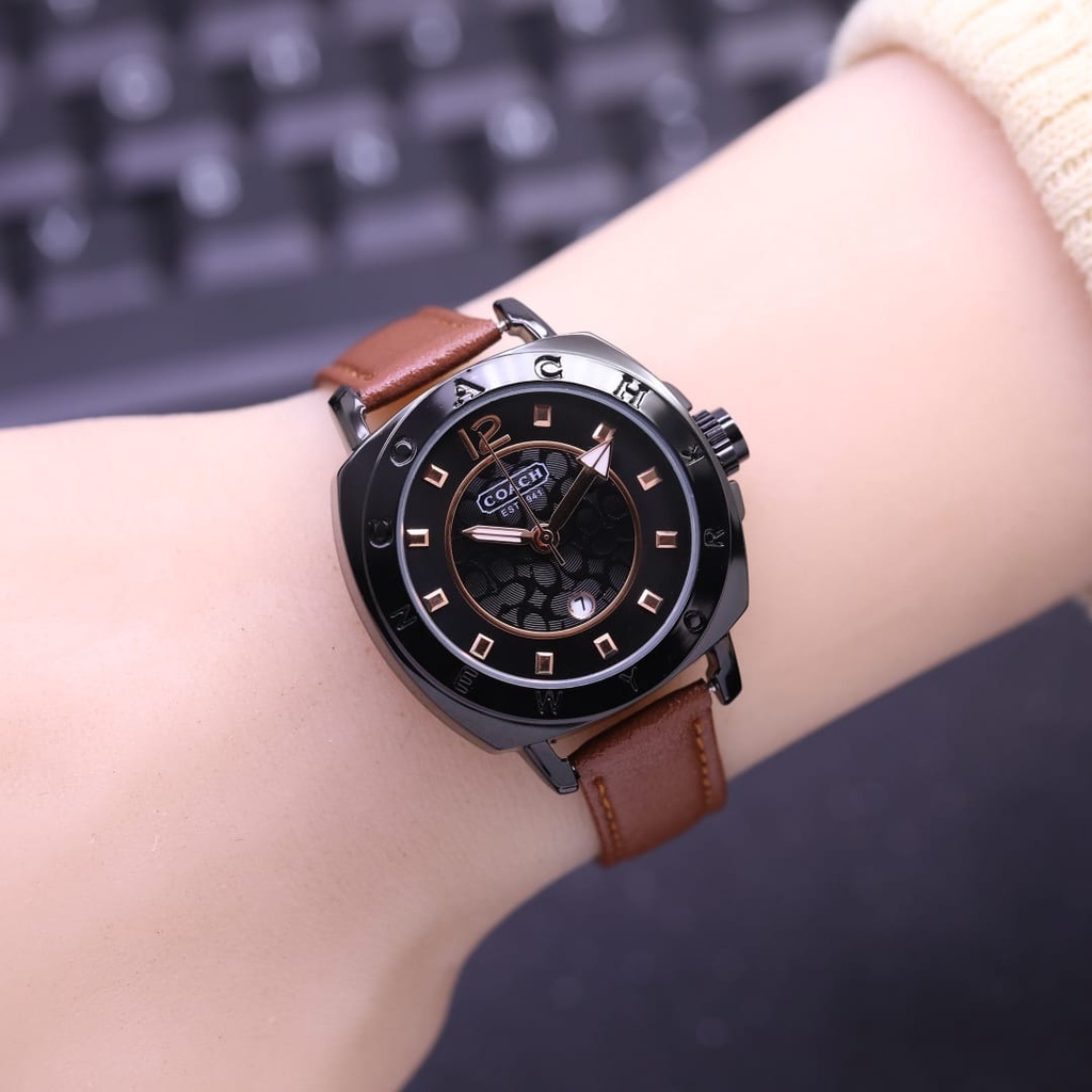 JAM TANGAN WANITA COACH KULIT CNH-9579 TANGGAL AKTIF