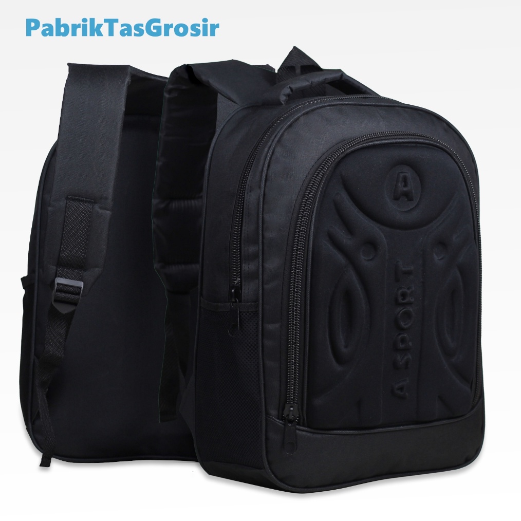 KODE B65P Tas Anak Laki Laki SD Polo Emboss A Sport Tas Pollo Timbul Anak Cowok SD Ransel Rohis Ngaj