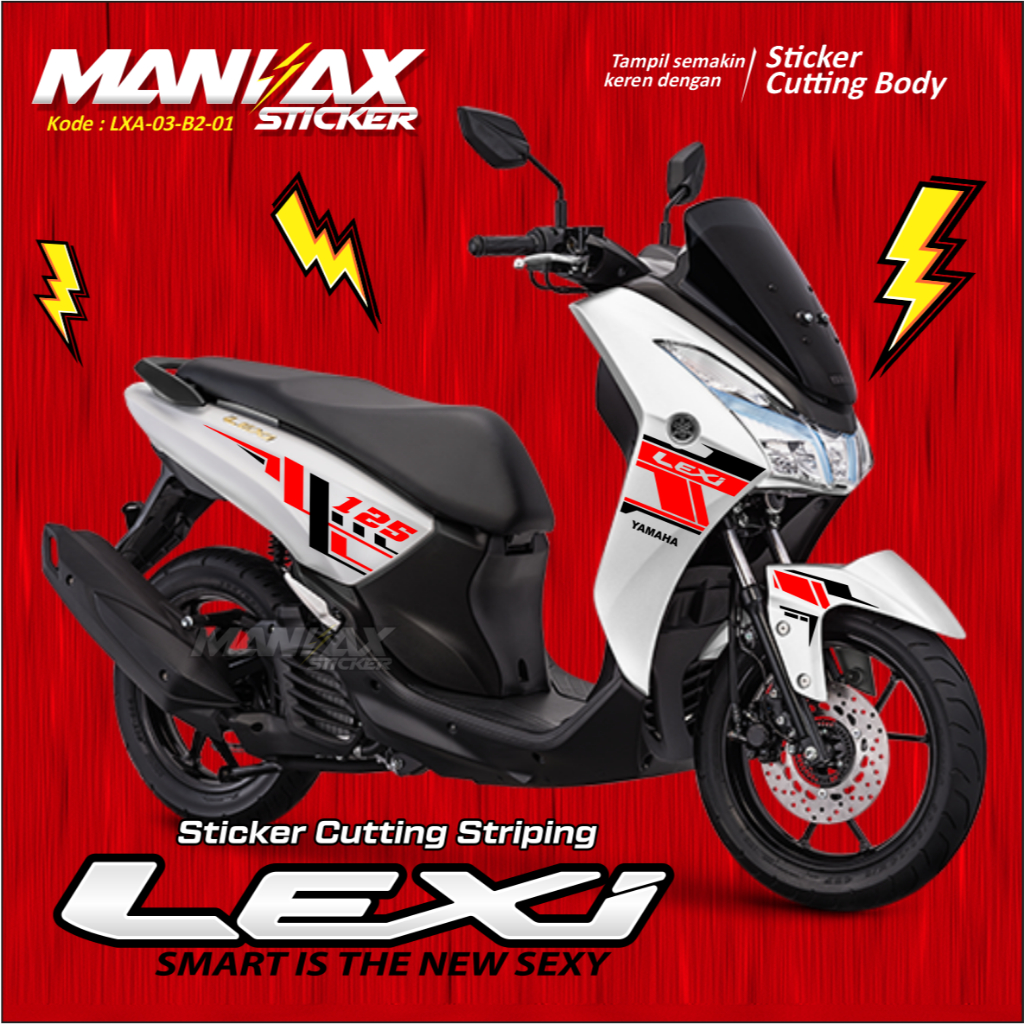 Cutting Sticker Yamaha Lexi Striping Stiker Lexi Merah Hitam Variasi - Sticker Motor