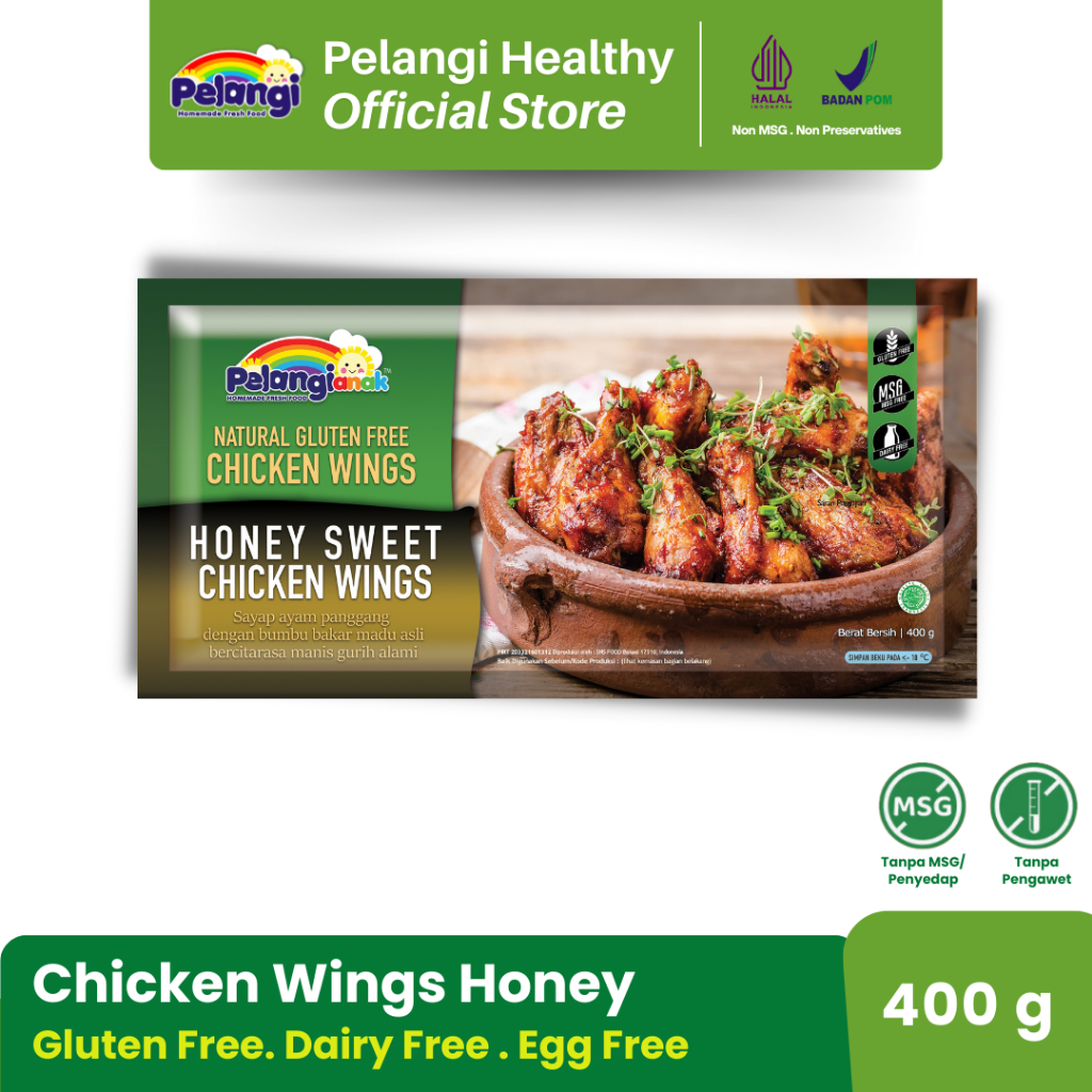 

PELANGI Chicken Wings Honey Gluten Free - Egg Free Dairy Free No MSG No Preservatives Halal BPOM