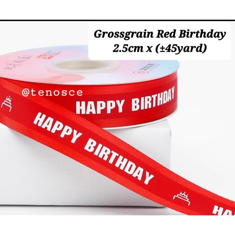 

45yard Pita Ultah Ribbon Roll Happy Birthday Anak Kids Ulang Tahun Perempuan HBD Laki Laki Hadiah Kado Parcel Hampers Merah Red Maroon Orang Tua