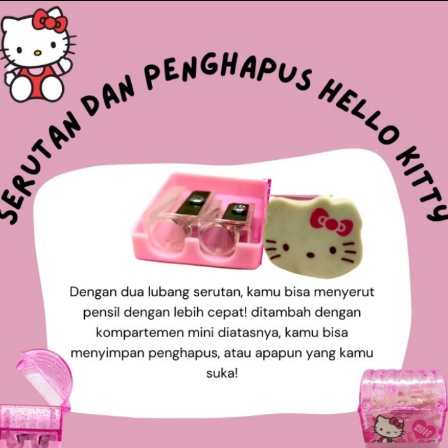

Rautan Pensil Hello Kitty Bentuk Jelly, DAN Rautan Pensil (2 lubang) PLUSH Penghapus Hello Kitty