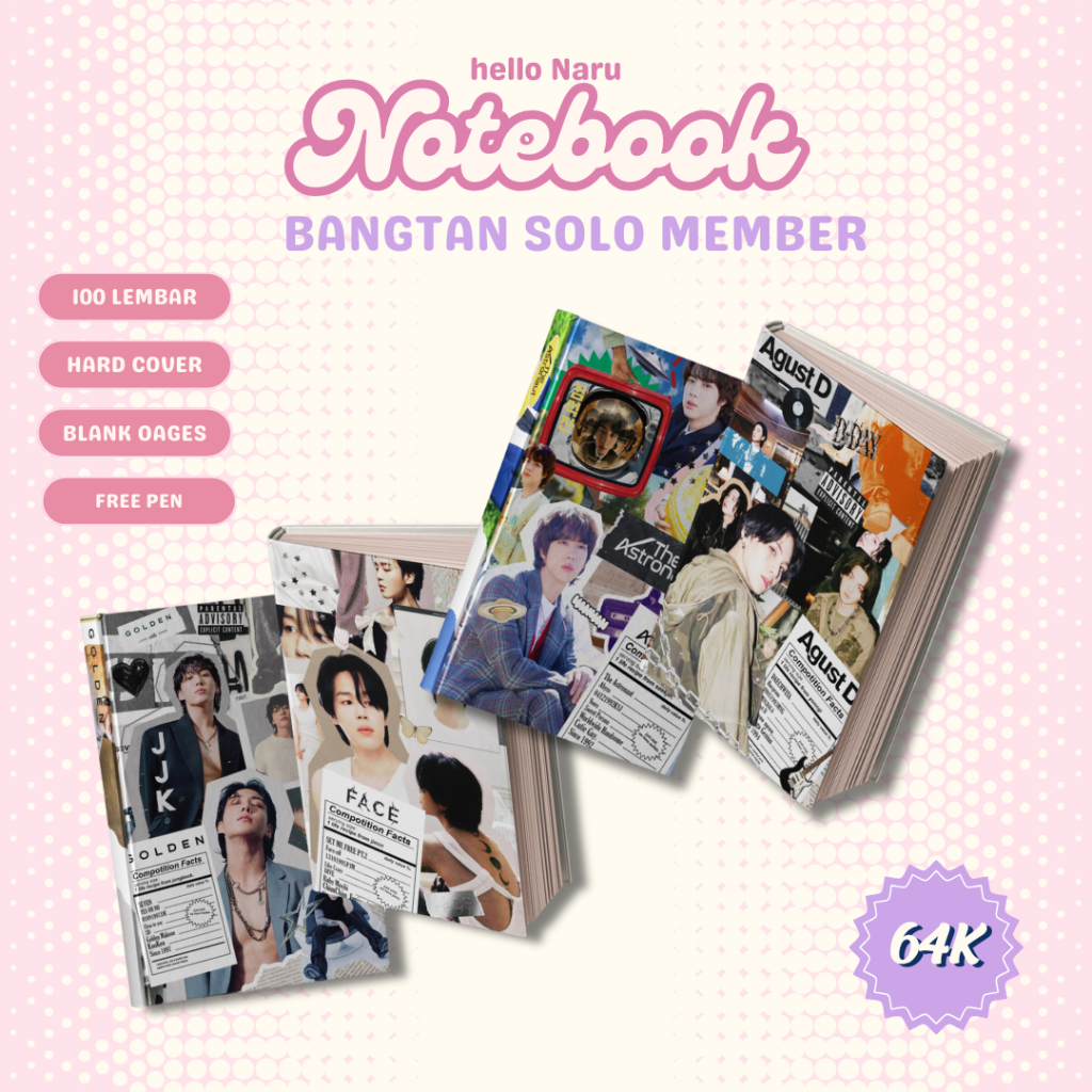 

NOTEBOOK Fankit Bangtan Solo Member Collage, Journaling, Free Pen | Bisa COD
