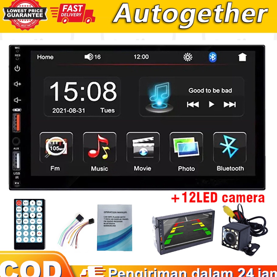 BOOMING 7 Inci Radio Mobil Double Din Head Unit Mobil Audio Player Layar Sentuh Stereo Mobil MP5 Pla