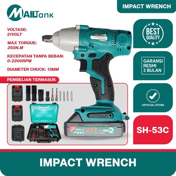 Bor Buka Baut Sock MAILTANK SH53C Bor Baterai Cordless Impact Wrench