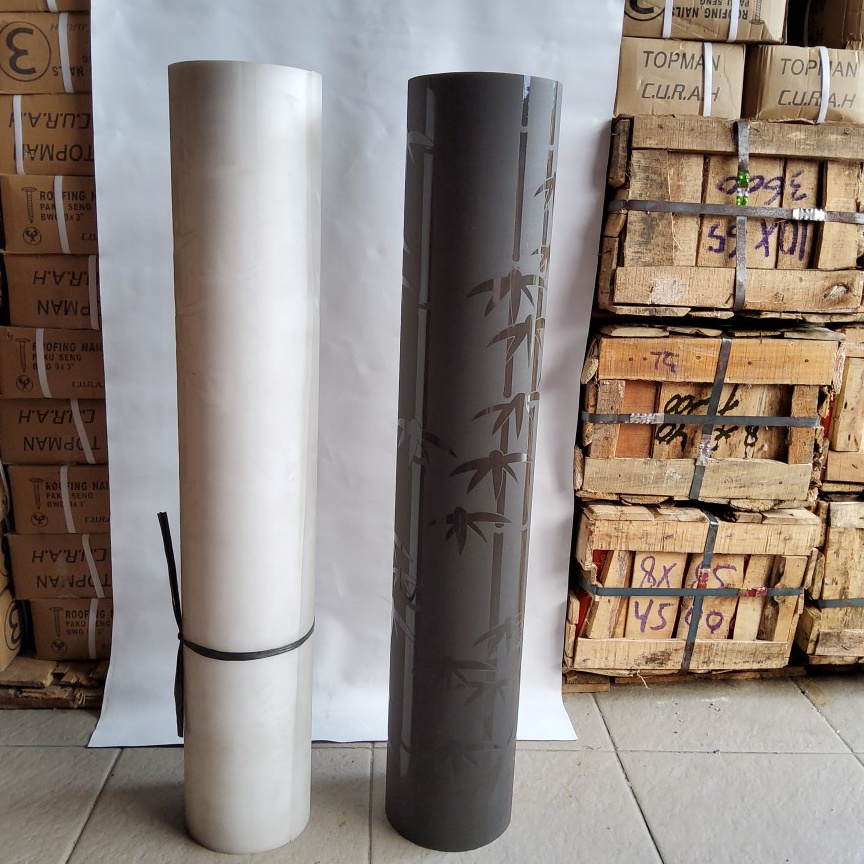 Harga Spesial Fiber Piber Viber Plat Pagar Plastik Putih Hitam Penutup Pagar Motif BAMBU Murah