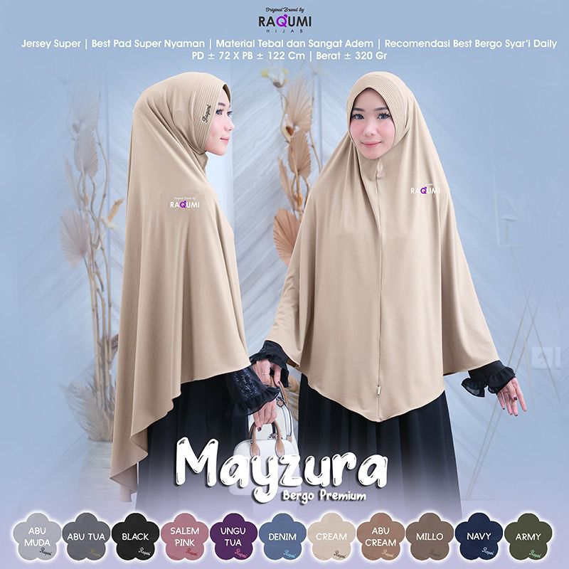 MAYZURA BERGO PREMIUM RAQUMI ORIGINAL | JILBAB JERSEY RAQUMI | JILBAB BERGO JUMBO RAQUMI | JILBAB JE