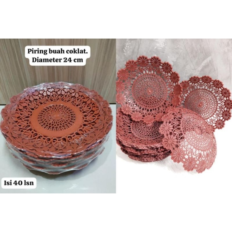 Piring Rotan Anyaman Plastik Isi 12 pcs / Piring Rotan Plastik / Piring anyam plastik