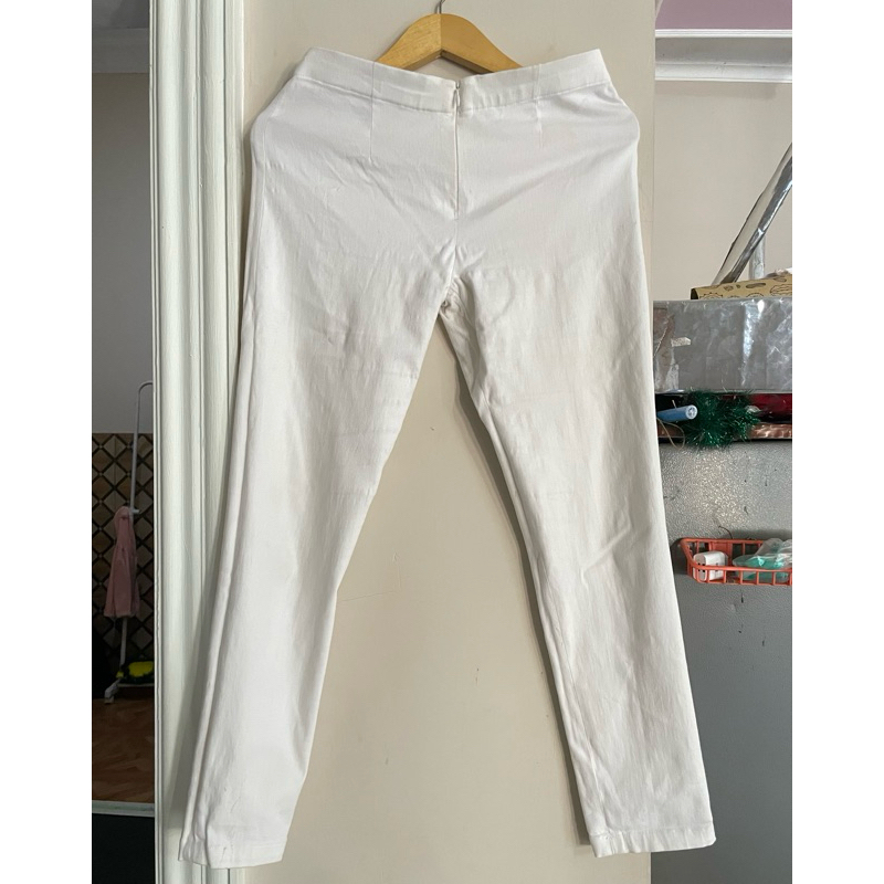 preloved celana kain putih tebal stretch size s contempo