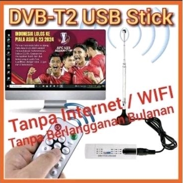 DVB T2 USB Stick TV Tuner TV Digital dilengkapi Remote terbaik