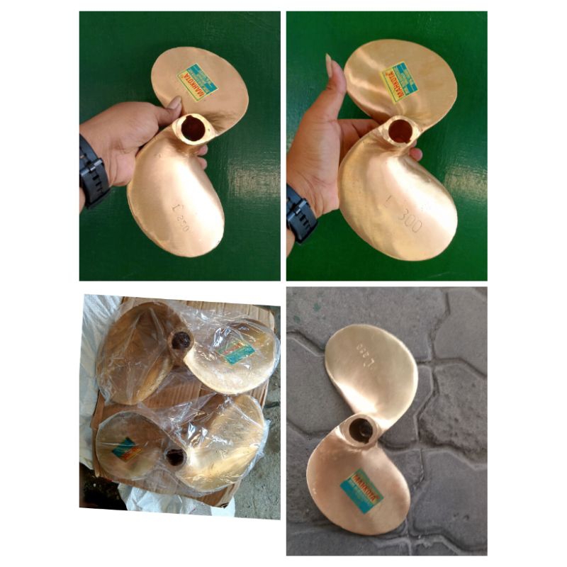 Baling baling Perahu L250 L300 Kuningan Daun 2 lobang as 1" inchi