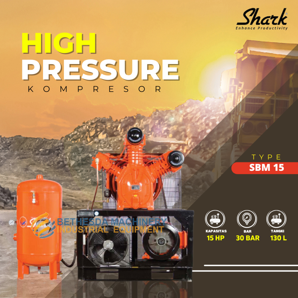 SBM 15 Shark Air Compressor High Pressure 15 HP + Tangki 130L