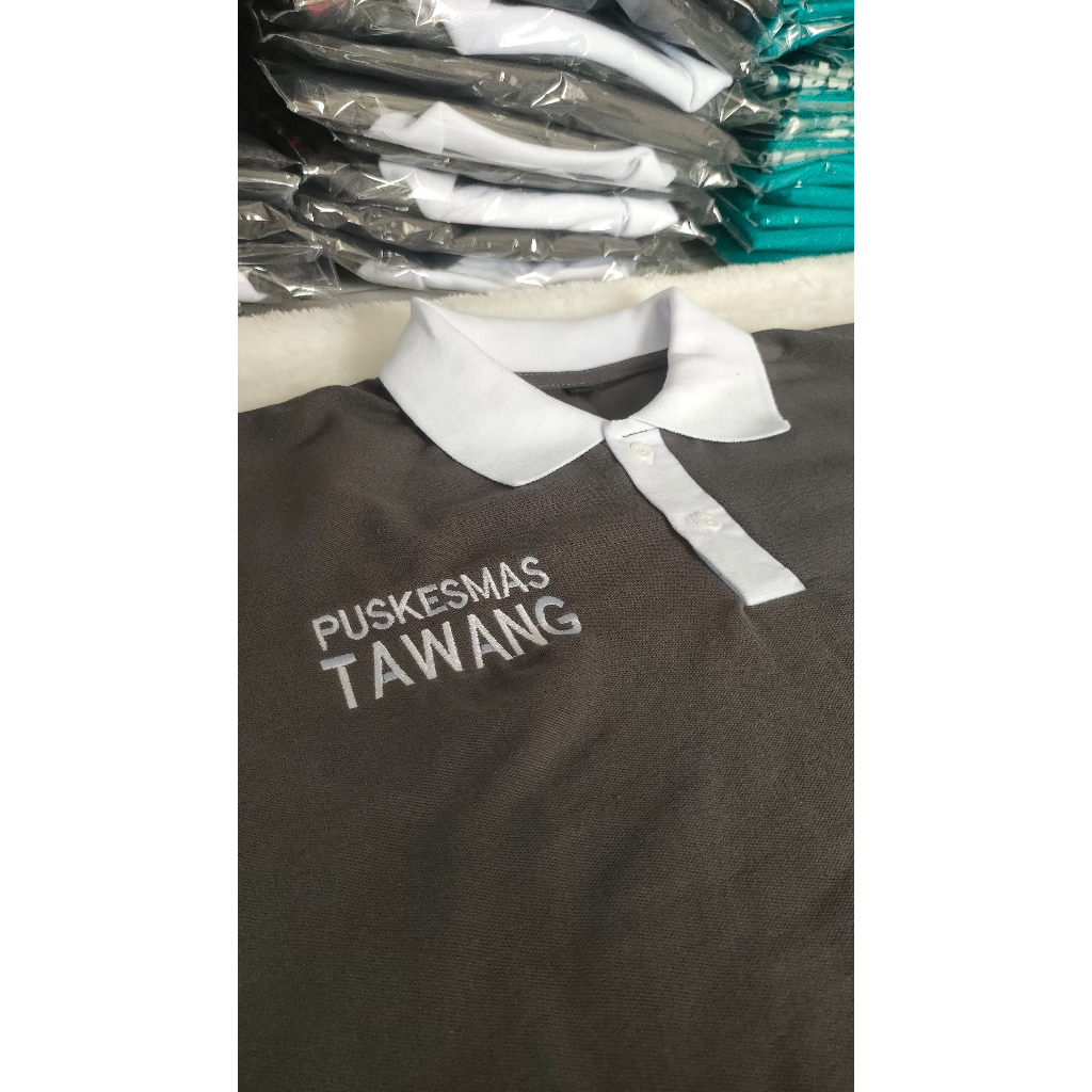 Kaos Polo Lacoste CVC  (100% Cotton) dengan Bordir Costum