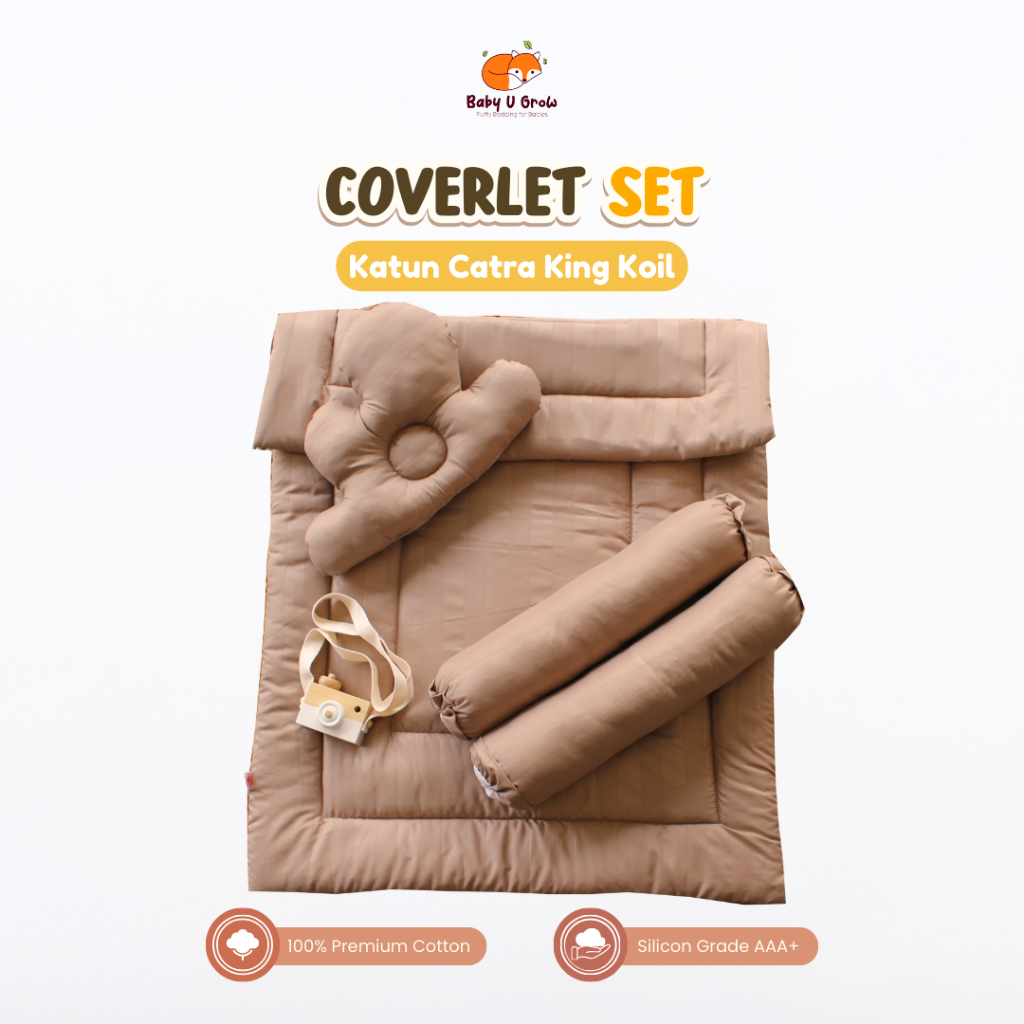 BABY U GROW - Baby Coverlet Set Bantal Peyang Guling | Selimut & Alas Bersantai Bayi – Katun Catra K