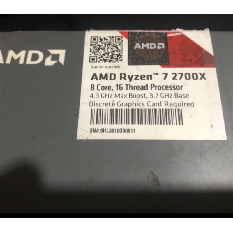 RYZEN 7 2700 TRAY GOOD CONDITION NOBOX NOFAN