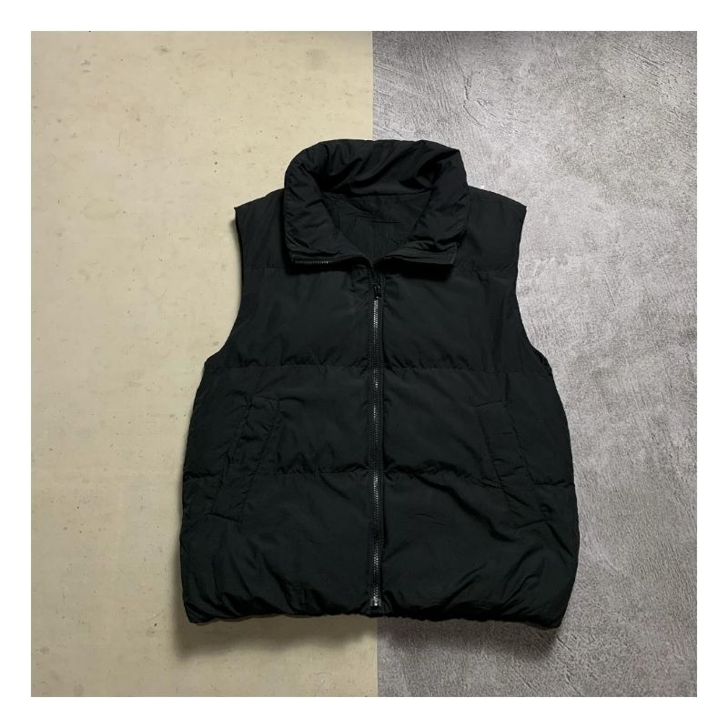 Global Uniqlo GU Vest Puffer Warm Padded Black / Bulu Angsa