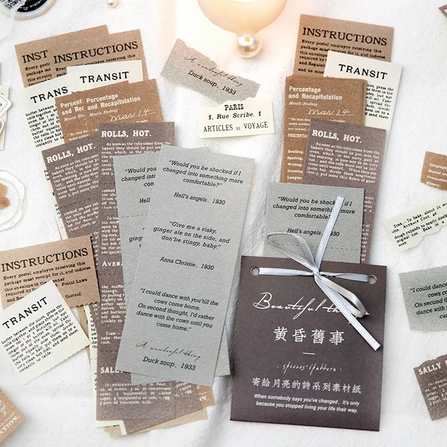 

30pcs/pack Artistic Retro Can Tear Material Paper Poetry
