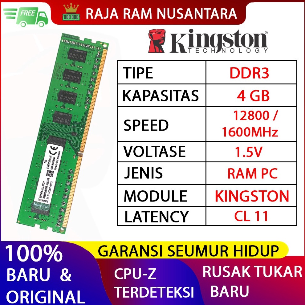 KODE G63U RAM PC KINGSTON DDR3 4GB 128  16MHz ORI RAM KOMPUTER RAM PC 15v RAM PC ORIGINAL