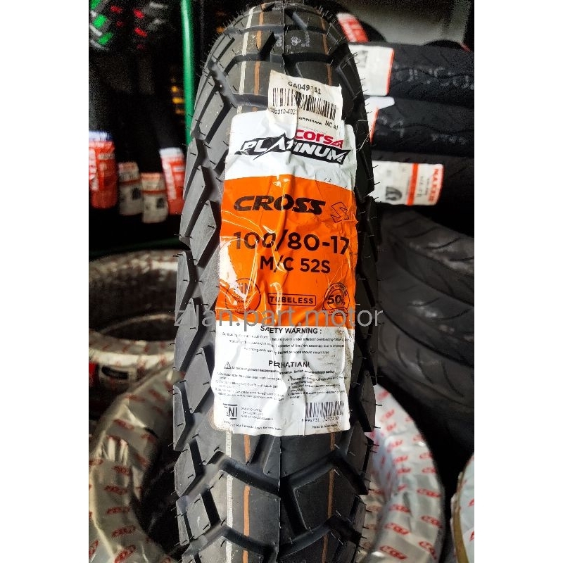 BAN TUBLESS CORSA CROSS RING 17 (100/80.17) FREE PENTIL. 100% ORIGINAL
