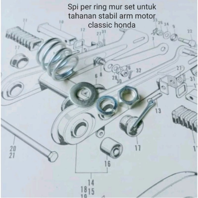 PER MUR RING SPI FULL SET LENGKAP UNTUK TAHANAN STABIL ARM MOTOR HONDA CB 100 ASTRA 90Z PRIMA
