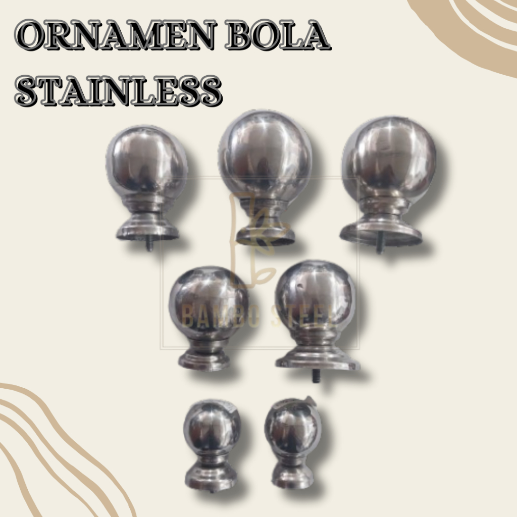 Mahkota Bola Stainless Steel Ornamen Bola Stainless Aksesoris Pagar Stainless Ornamen Aksesoris Paga