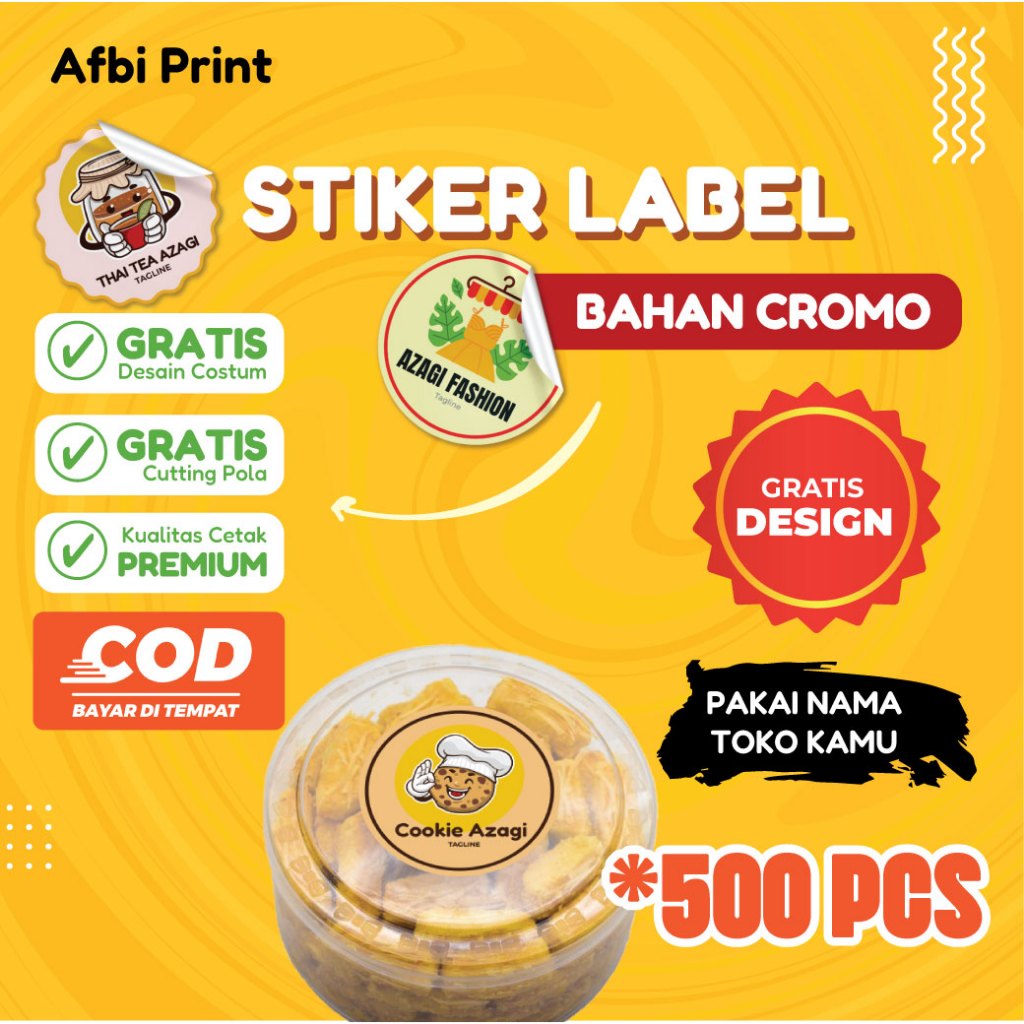 

Cetak Label Kemasan Bahan Cromo Gratis desain custom PAKET 500 PCS Afbi Print