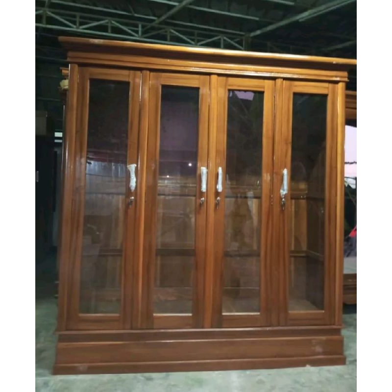 lemari pakaian baju gamis gantungan kayu jati kuat anti sesek