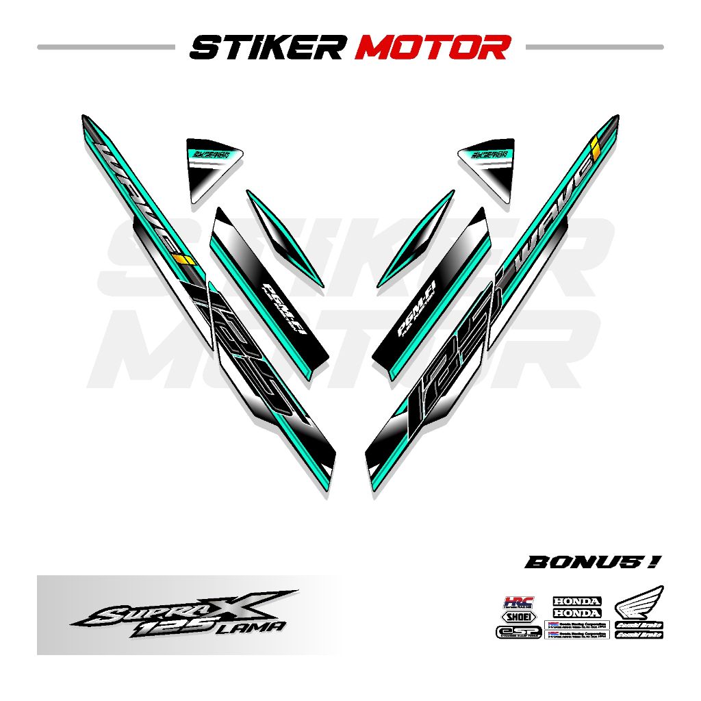 SP35 STRIPING STIKER STICKER LIS VARIASI HONDA WAVE 125 I SUPRA X 125 D KARBU LAMA 2003 2004 2005 20