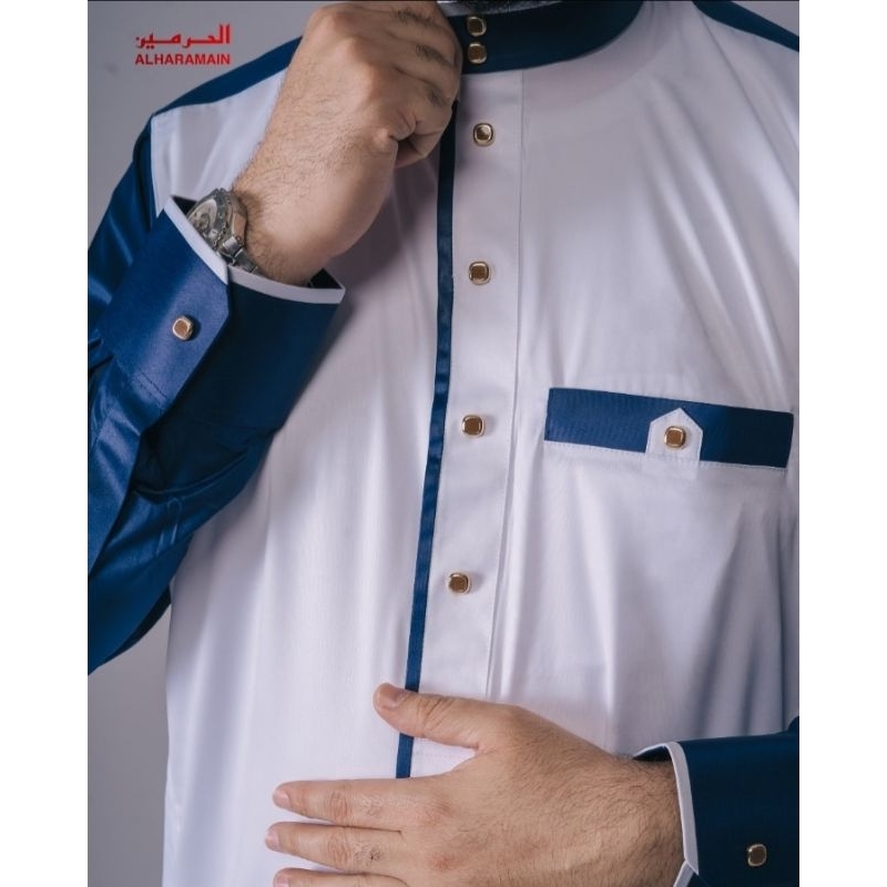 Jubah Al Haramain Putih Premium Dewasa Manset Terbaru model 20