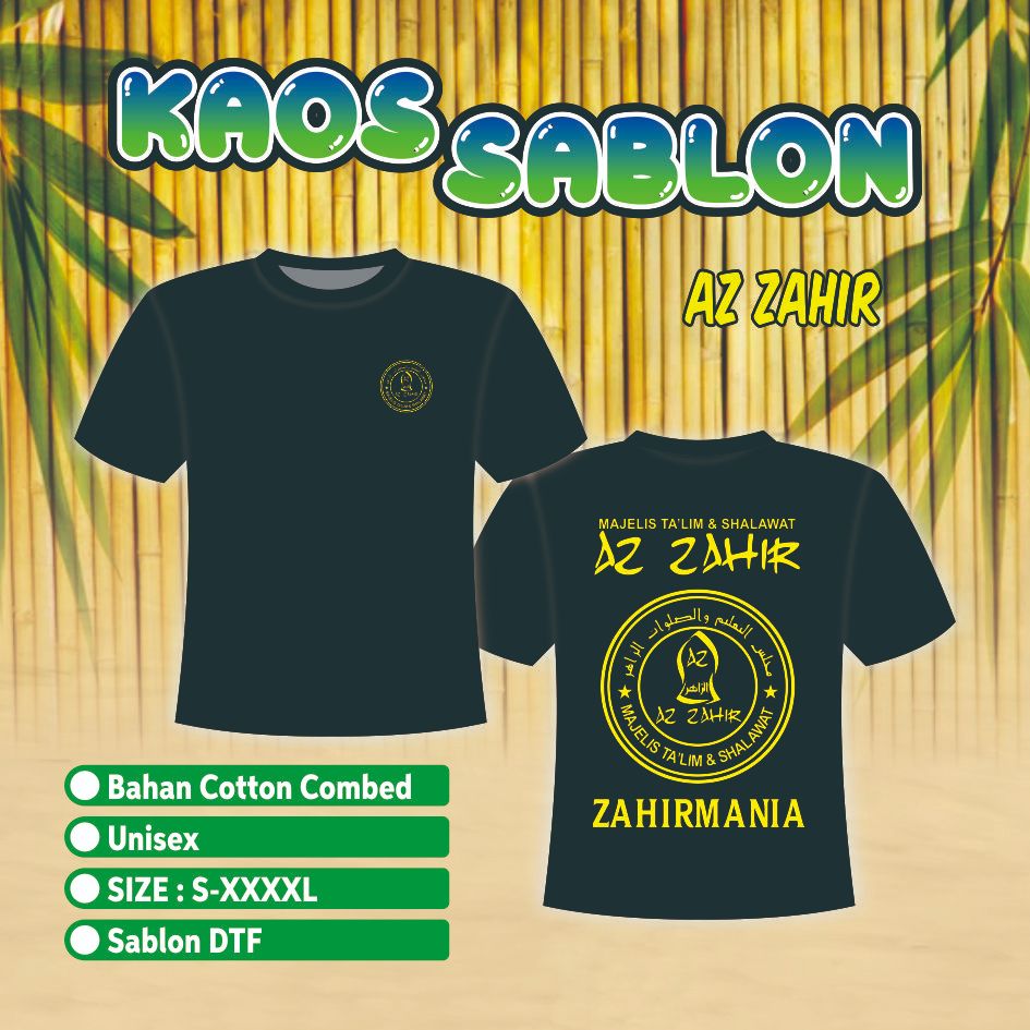 KAOS BAJU LENGAN PENDEK MAJELIS SHOLAWAT AZZAHIR / BAJU ZAHIR MANIA  / BAJU SHOLAWAT ZAHIR MANIA / A
